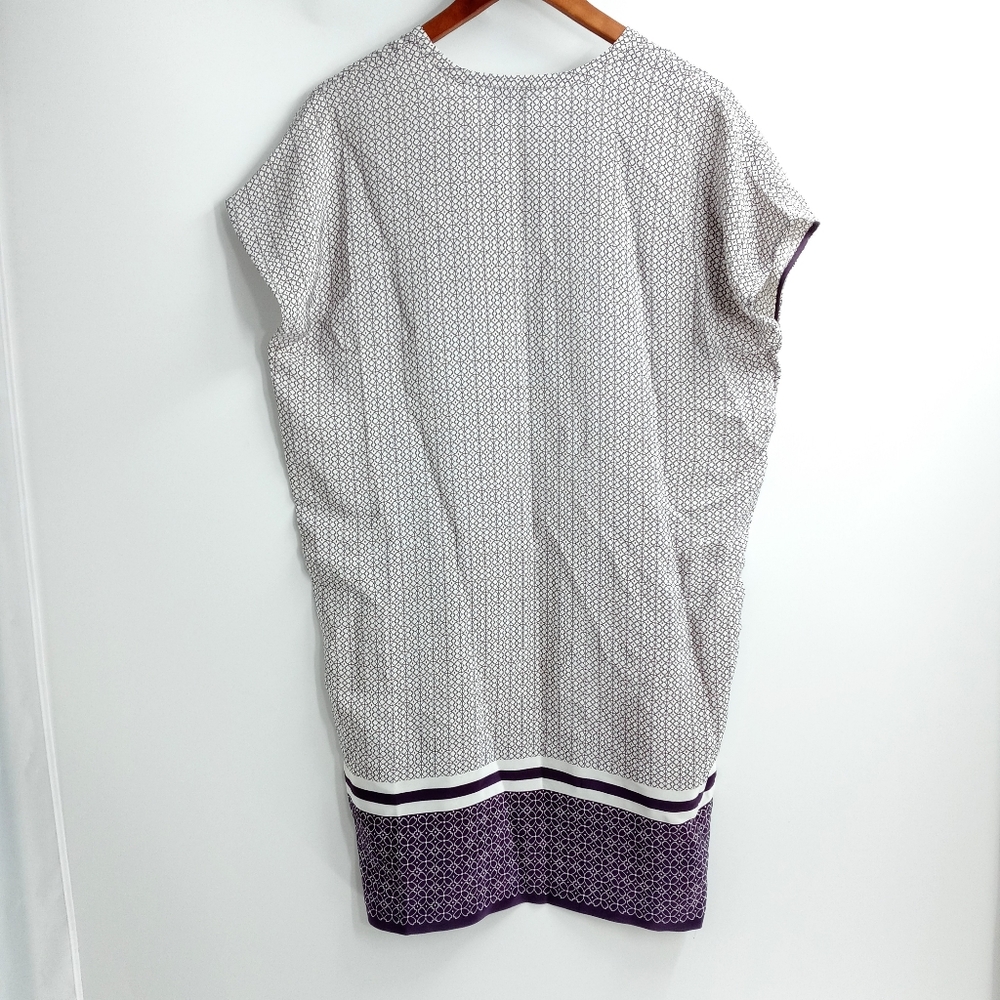 Vince Silk Purple Print Trapunto Shift Dress - Picture 9 of 13